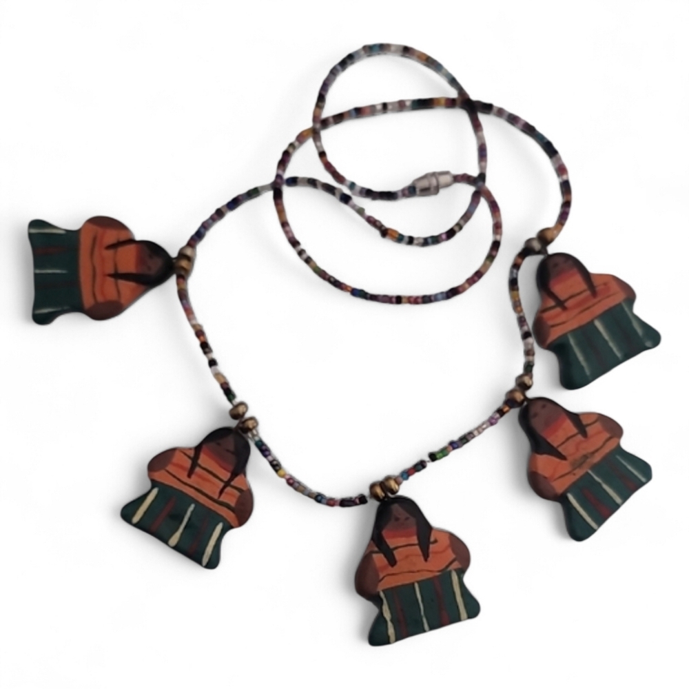 Colorful Beaded Necklace with Unique Pendants